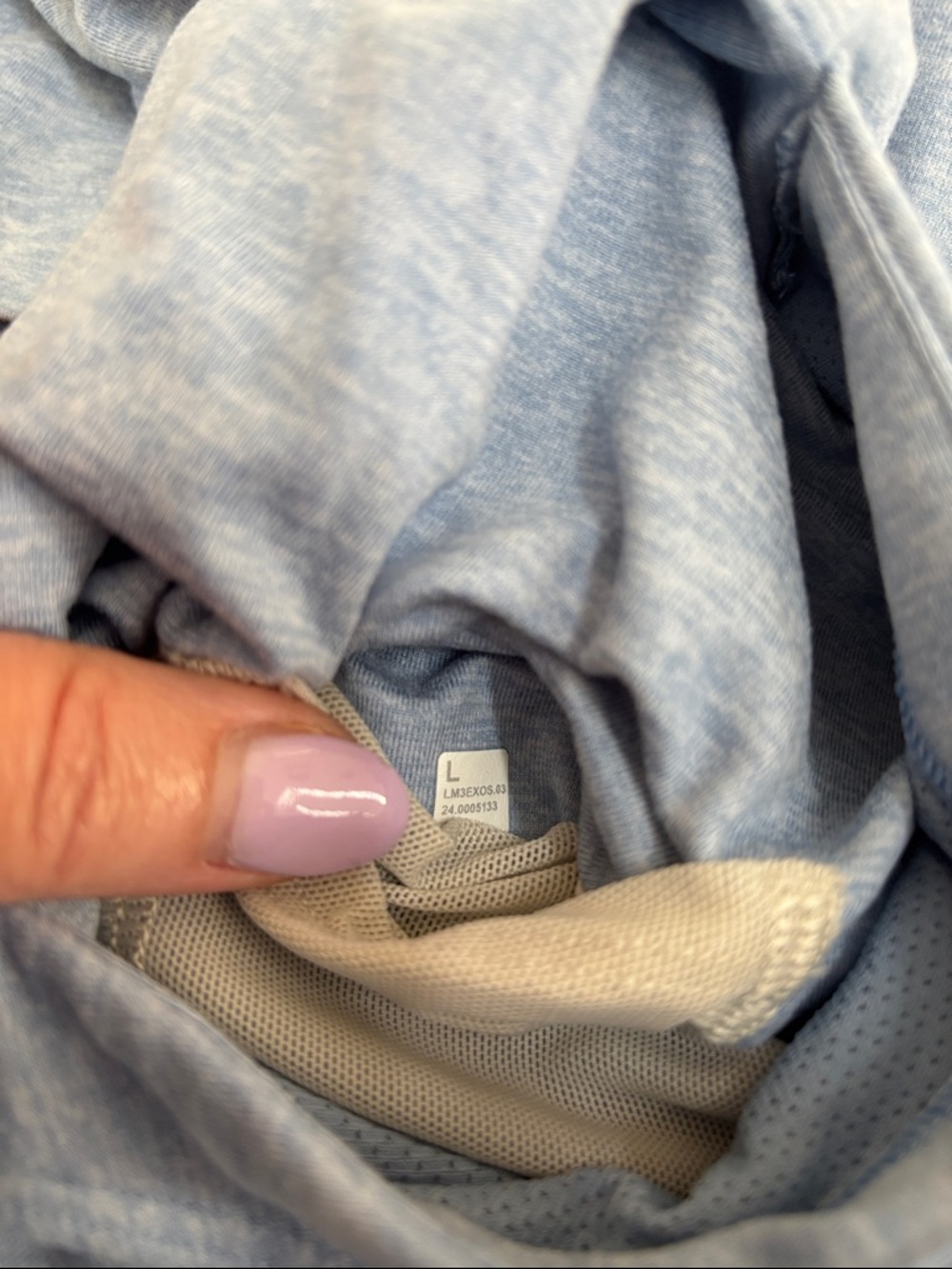Men’s Lululemon Soft Jersey Hoodie Pullover Shirt Heathered Blue Size Large - Picture 8 of 8